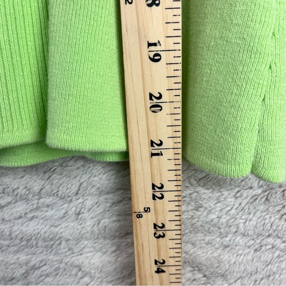 Lime Green Sweater Cardigan Twinset Sz Medium Goodclothes - Picture 8 of 15